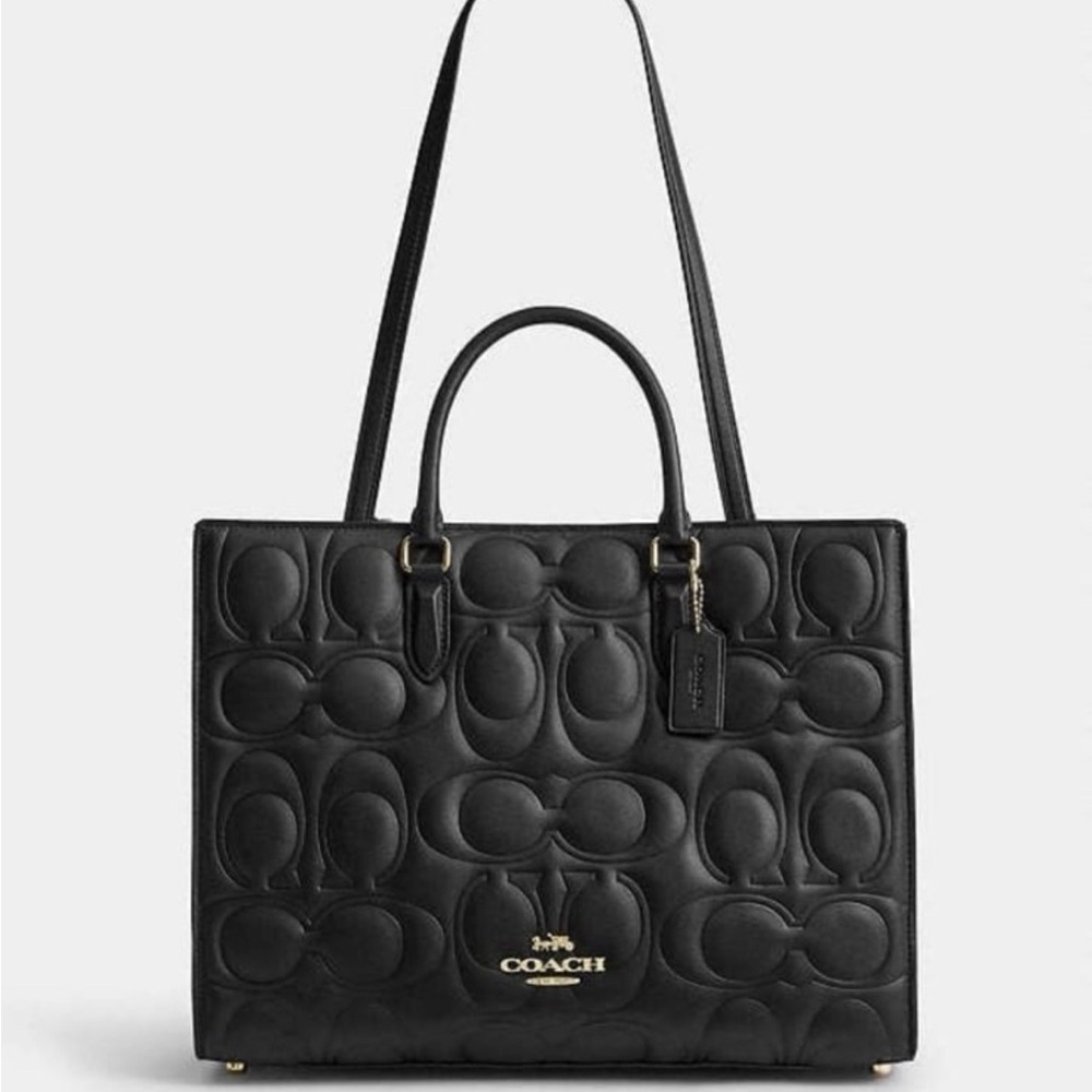 Coach Embossed Black Tote Bag
